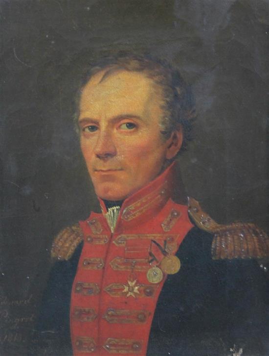 Édouard-Henri-Théophile Pingret (1788-1875) Portrait of Major General Stephen Gallwey Adye (1772-1838), 9 x 7in.